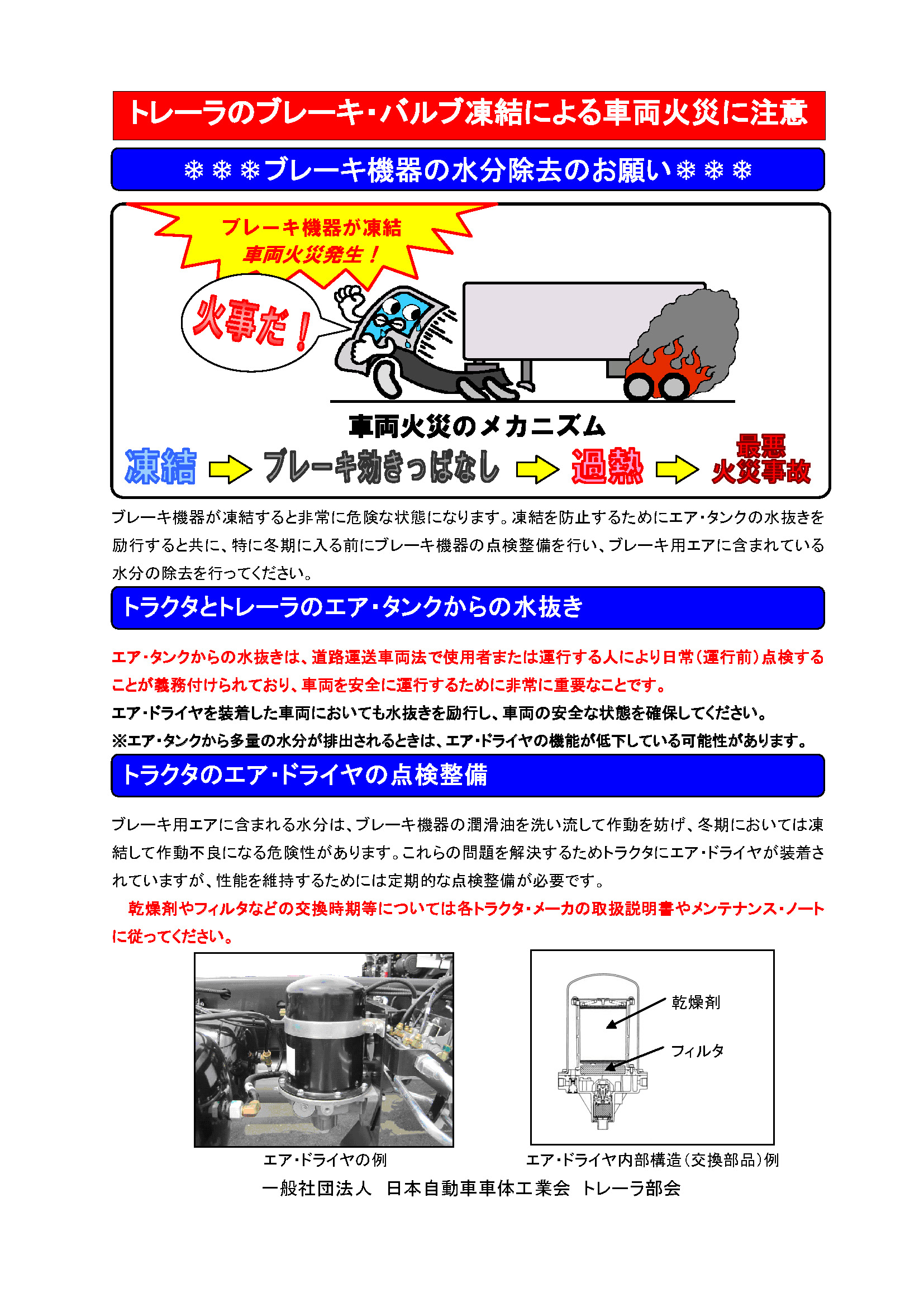 「トレーラのブレーキ・バルブ凍結による車両火災に注意」ＰＤＦ